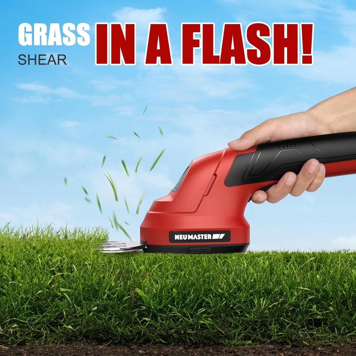 NEU MASTER 2-in-1 Cordless Grass Shear & Hedge Trimmer - 7.2V, 2.0Ah Battery