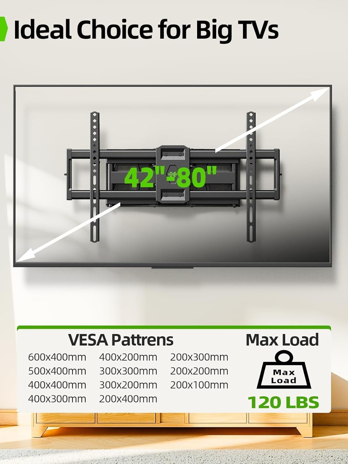 USX-MOUNT XML008-K-1 Full Motion TV Wall Mount for Most 47-84 inch Flat Screen