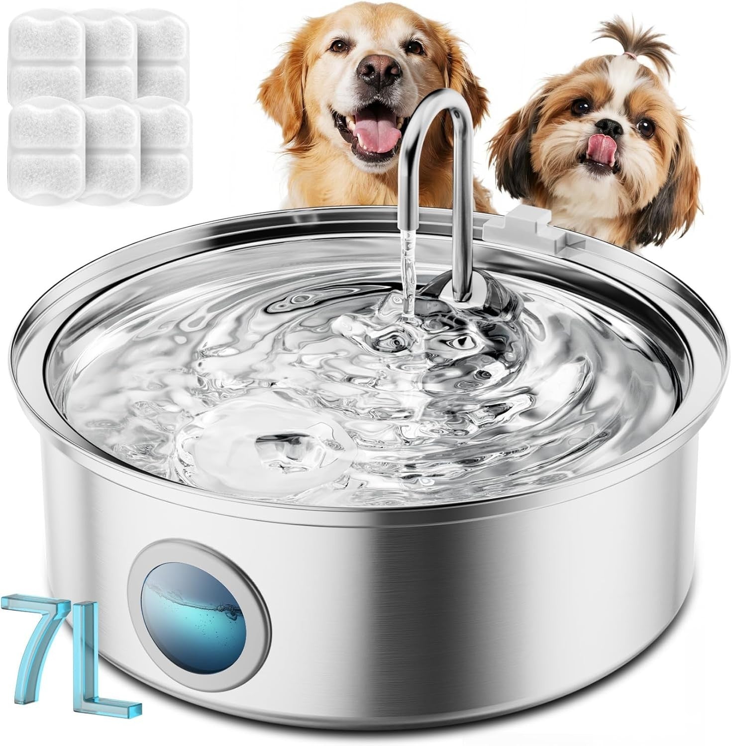 Pet Feeding Bundle – Oneisall Stainless Steel Dog Fountain + Raised Ceramic Bowl