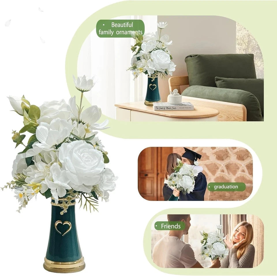 LoveLin Faux Flowers with Gift Box – Elegant Decorative Floral Arrangement Green