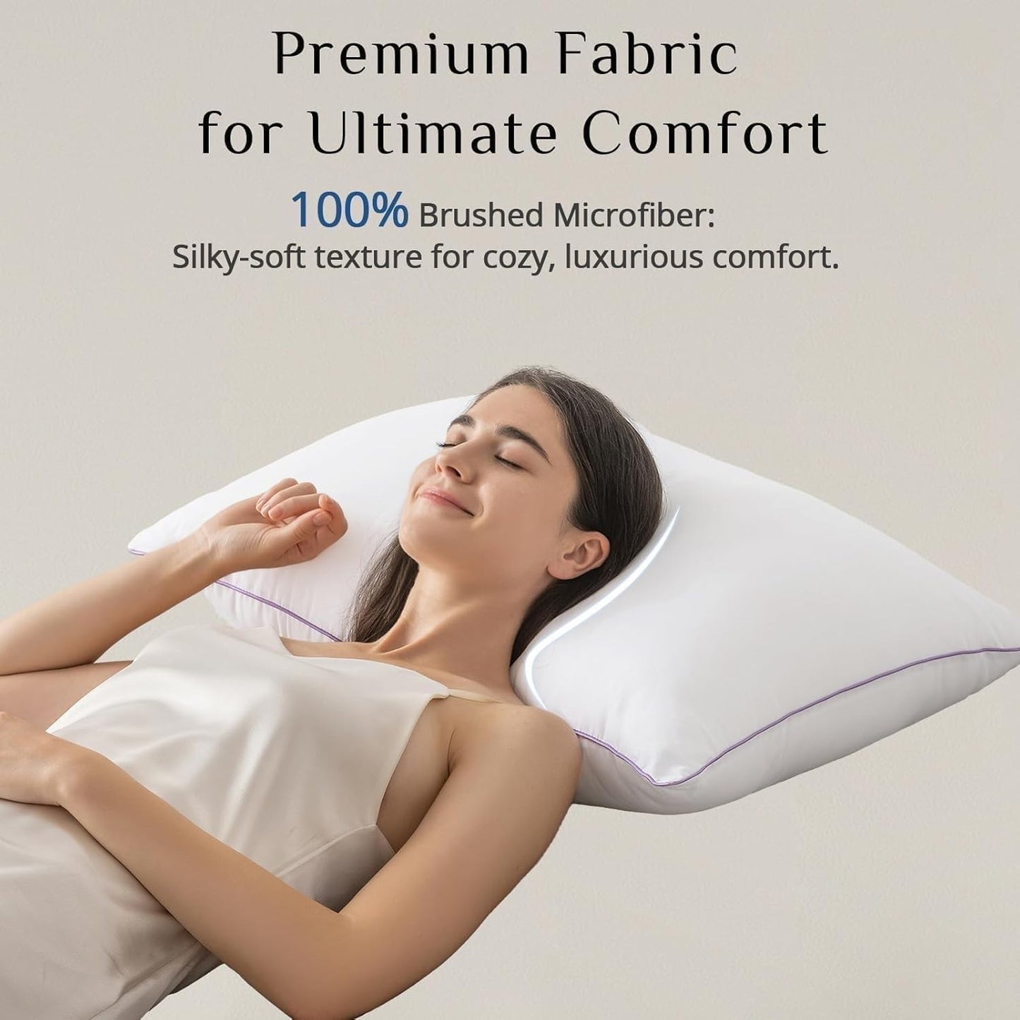 JOLLYVOGUE Hotel Quality Bed Pillows – Vacuum Sealed – Side/Stomach/Back Sleeper