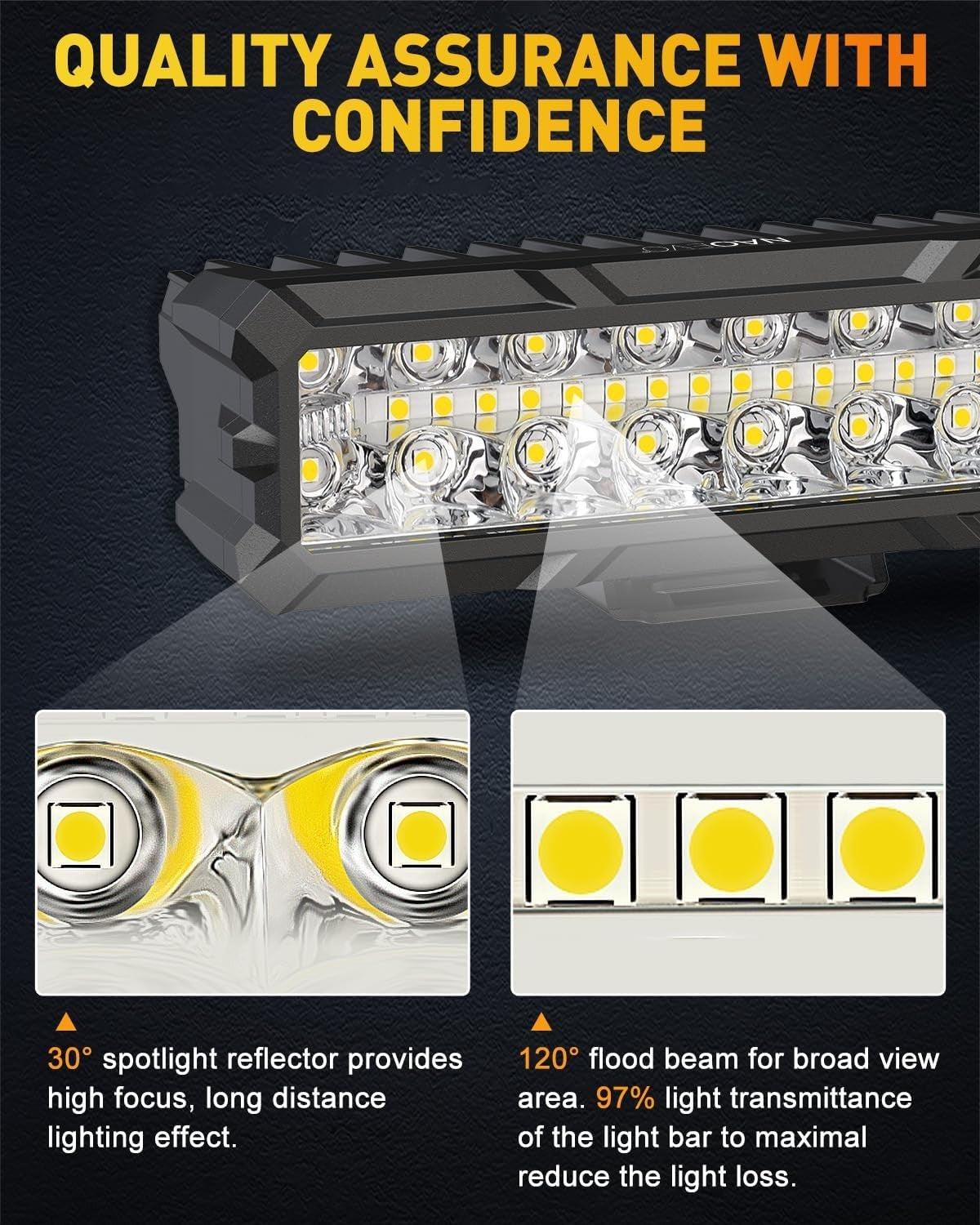 NAOEVO V30 6-Inch LED Light Bar – Pair Off-Road Driving Lights Spot Flood Combo