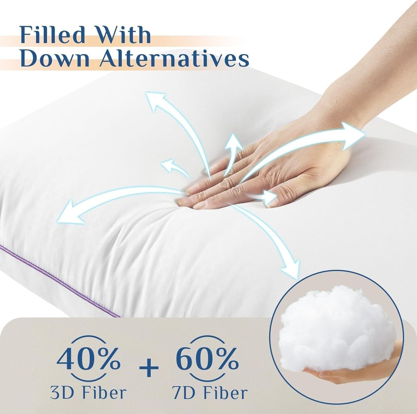 JOLLYVOGUE Hotel Quality Bed Pillows – Vacuum Sealed – Side/Stomach/Back Sleeper