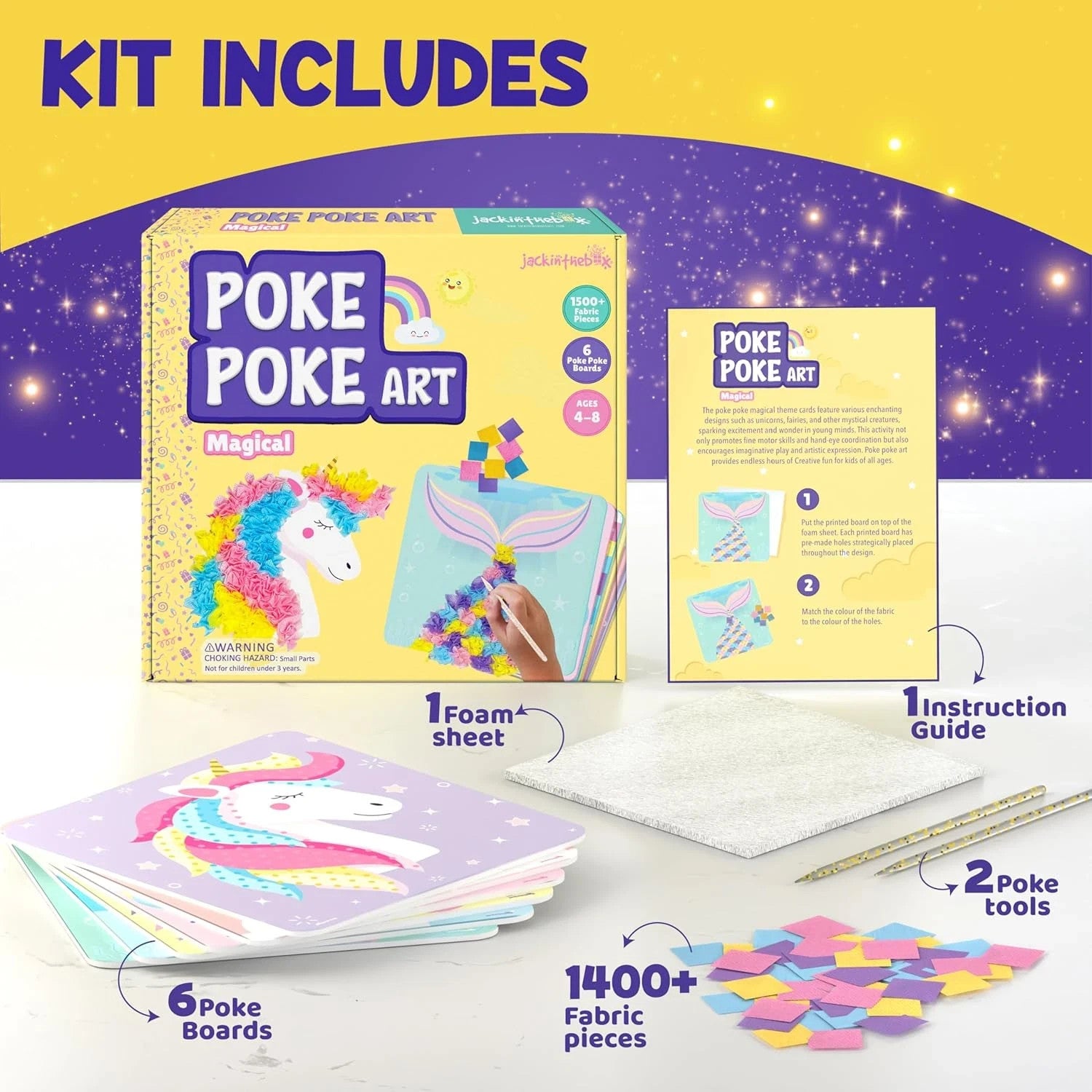 Poke Poke Art Magical Craft Kits | Lot of 7 | Kids DIY Fabric Art Set | Ages 4–8