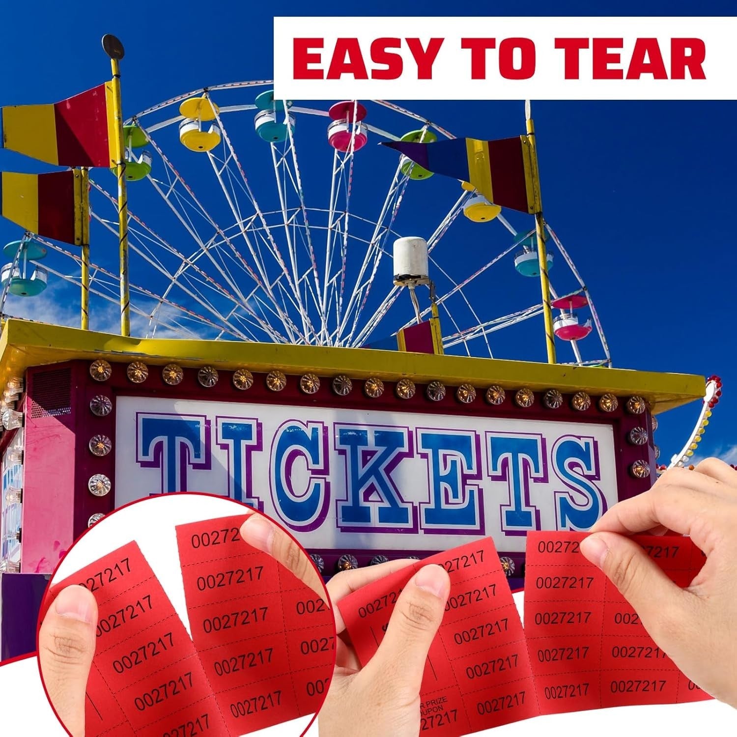 Kosiz Red Raffle Tickets – 504 Sheets | 20 Bid Raffle Tickets | Auction & Event