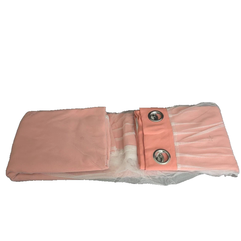 Kinryb Pink Star Cutout Curtains with Sheer Overlay – 2 Panels, Grommet Top