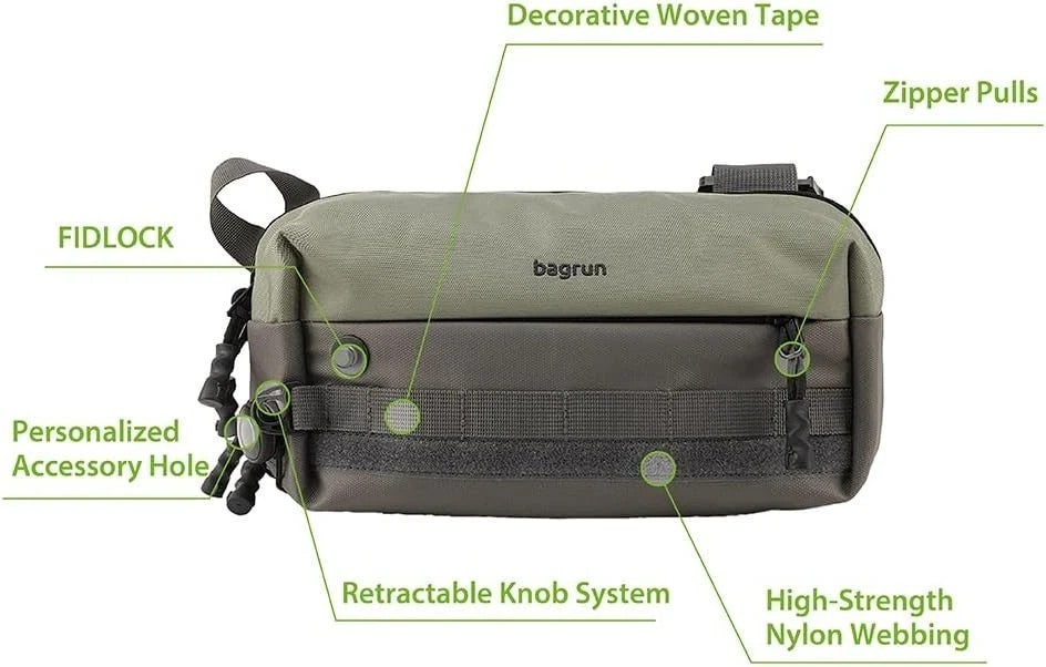 Bagrun Classic EDC Chest Sling Bag – Tactical Adventure Pack (Gray Green) – NEW