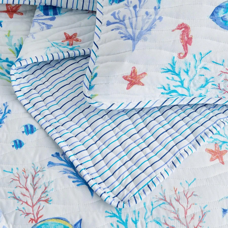 Great Bay Home Coastal Quilt Set Twin XL Nautical Microfiber Bedspread 2pc
