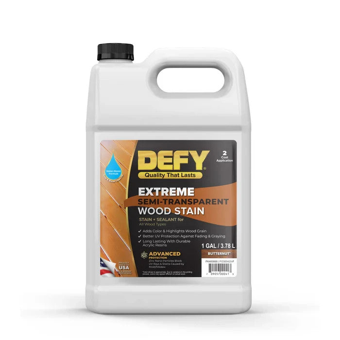 DEFY Extreme 1 Gallon Semi-Transparent Exterior Wood Stain, Driftwood Gray