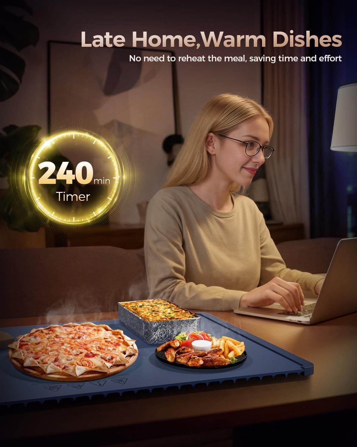LNNIW Food Warming Mat with Adjustable Temperature – Electric Silicone Heat Mat
