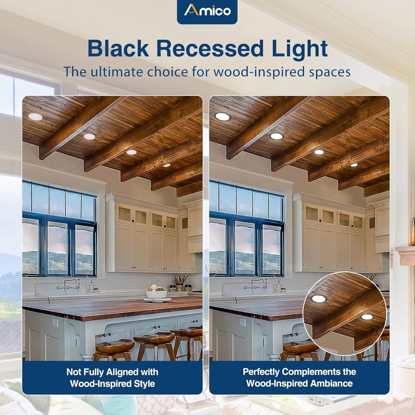 Amico 12-Pack 4” Slim Panel LED Recessed Lights – 5 Color Selectable – 800LM