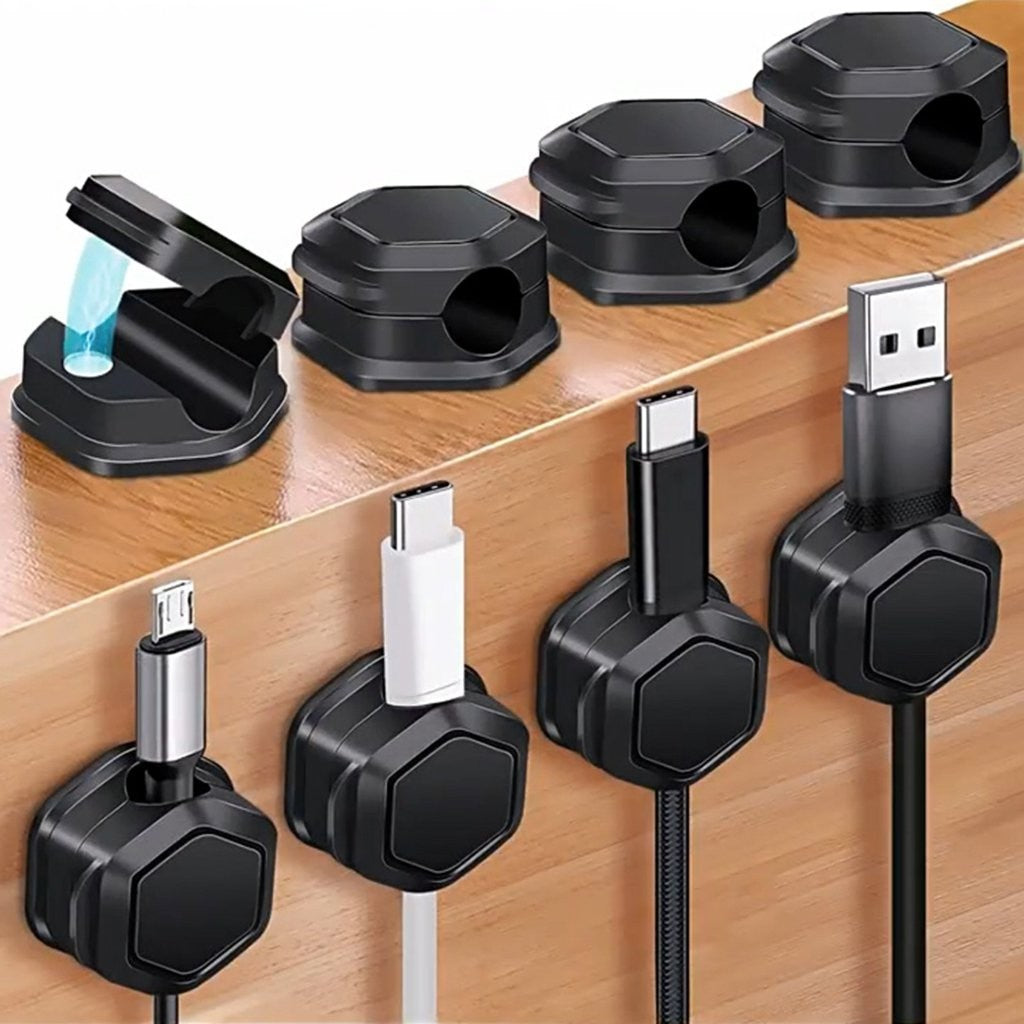 Magnetic Cable Organizer Clips – 3 Packs (24 Total Pieces) – Cable Management