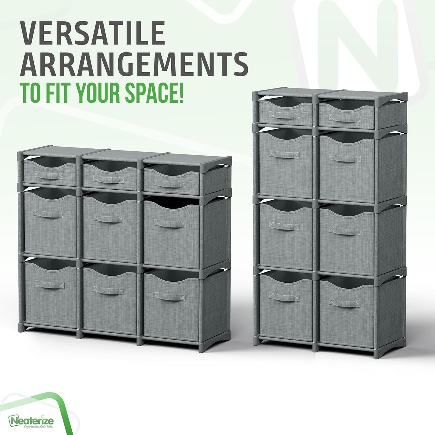 Neaterize 3-Tier Cube Organizer – 9 Cube Storage Shelf – Gray – New Open Box