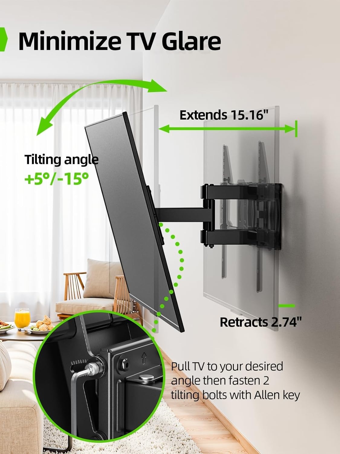 USX-MOUNT XML008-K-1 Full Motion TV Wall Mount for Most 47-84 inch Flat Screen