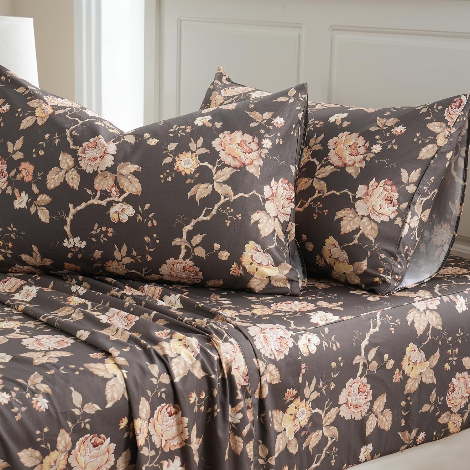 Zusbest Bedding Bundle Floral Comforter Set w/ Storage Bag Soft Cozy