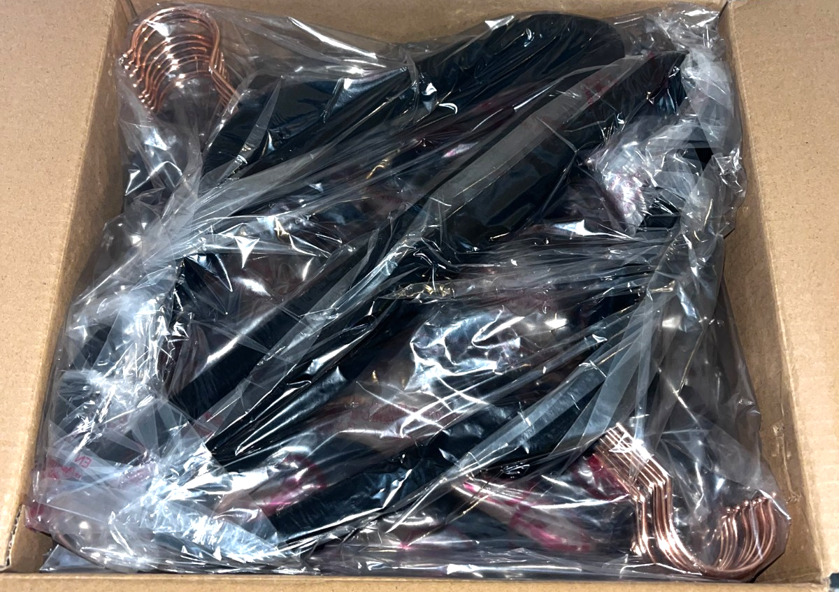 Kids Velvet Hangers - 50 Pack Black Rose Gold Hooks | Childrens Youth Clothes