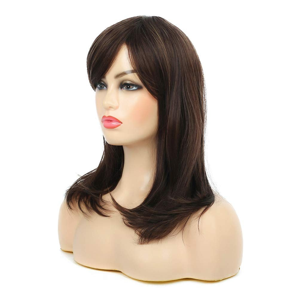 Dainty Wig Long Brown Synthetic Hair for Women + 3 Accessories | Daily Use