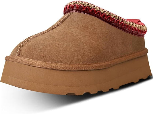 Cozy Slip On Slippers - Platform Fleece Lined Comfortable Shoes - Size 38 (US 7)