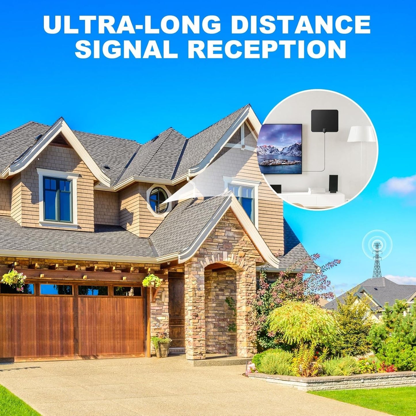 (4-Pack) Digital HDTV Antenna – 4K/1080p Ready Indoor TV Antennas & Smart Chip