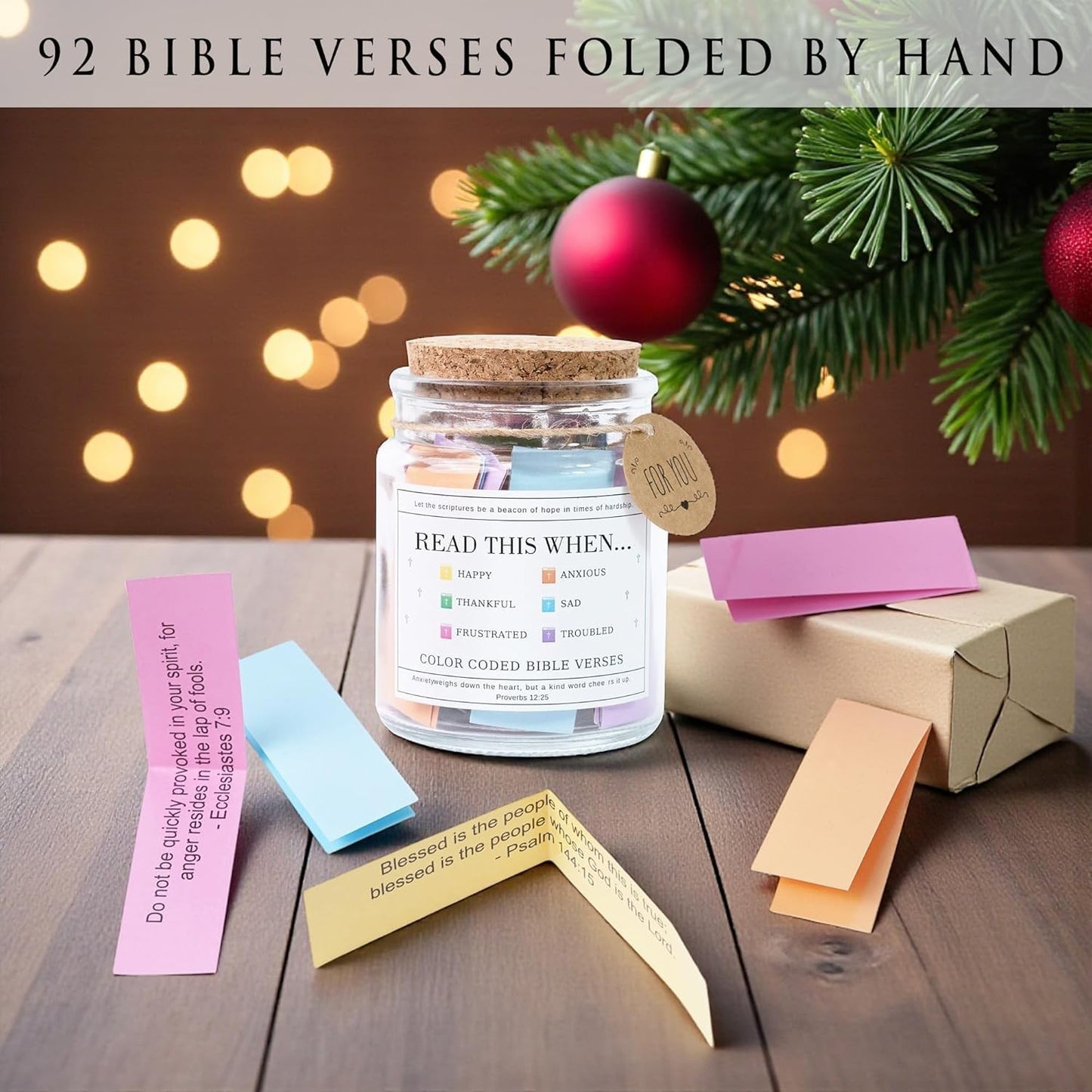 Bonditech Bible Verse Jar “Read Me When” Color-Coded Scripture Glass Jar Gift