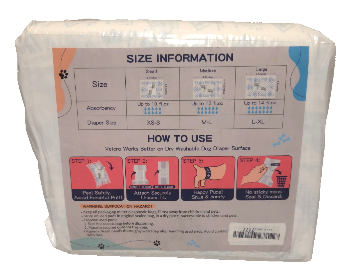 Dog Diaper Liners Disposable Booster Pads 150 Count Leak Proof Absorbent