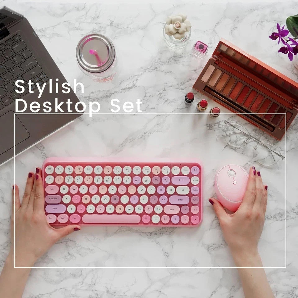 Perixx PERIDUO-713 Wireless 2-in-1 Combo – Pink Mini Keyboard and Mouse Set