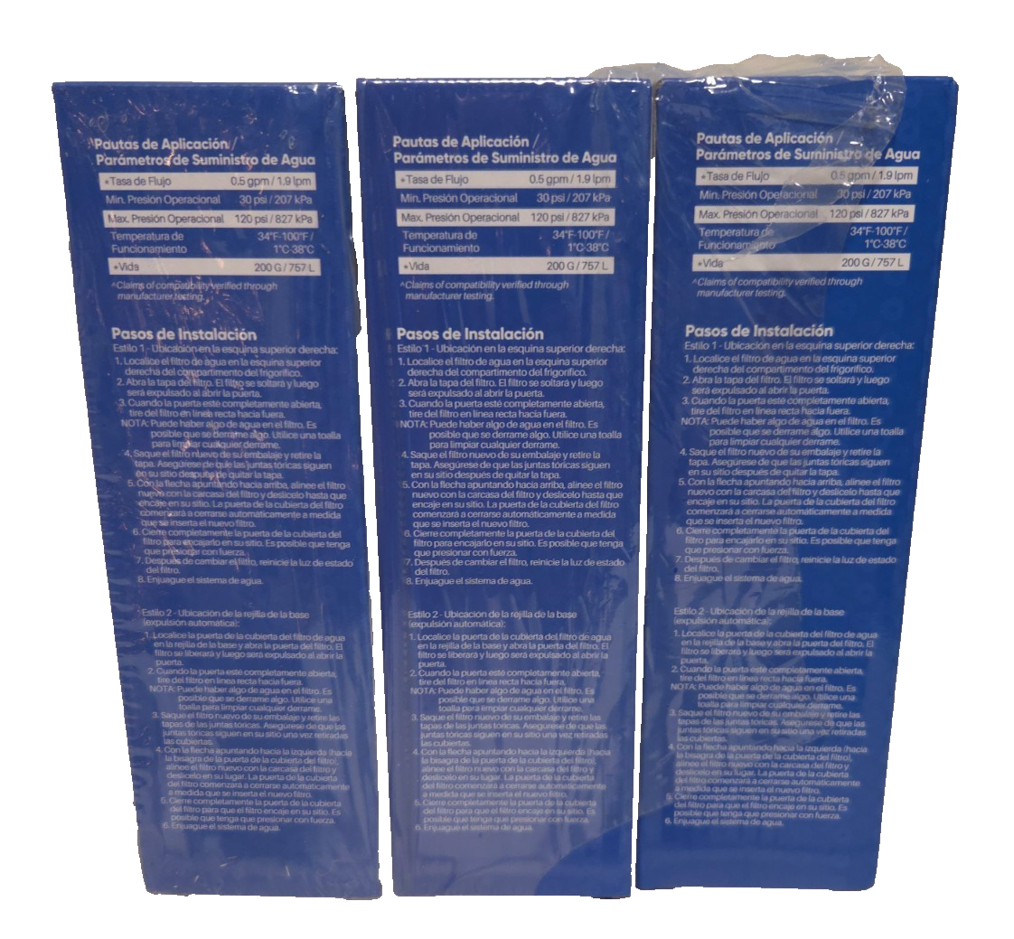 3 Pack PurePlus RWFG700A Refrigerator Water Filter Replacement 99% Chlorine