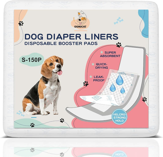Dog Diaper Liners Disposable Booster Pads 150 Count Leak Proof Absorbent