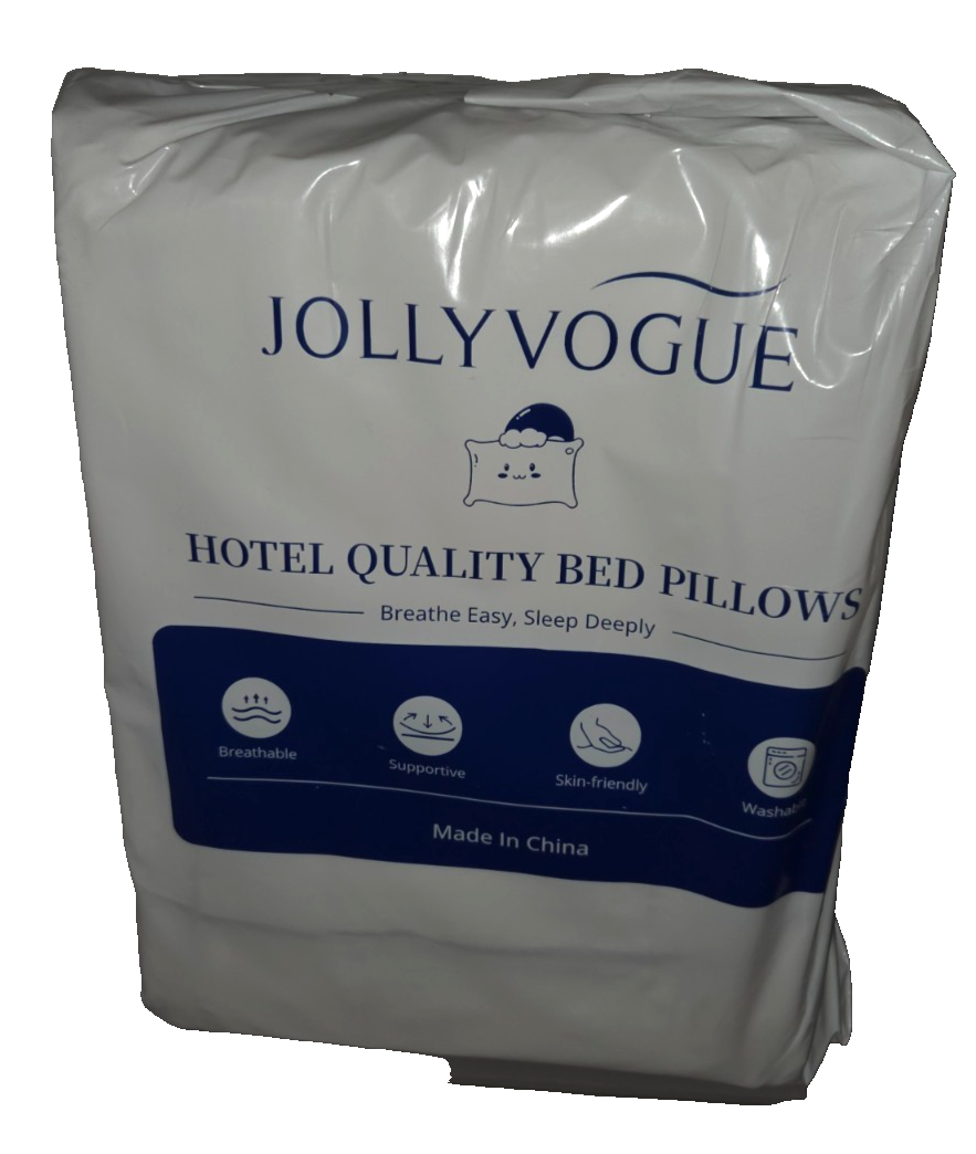 JOLLYVOGUE Hotel Quality Bed Pillows – Vacuum Sealed – Side/Stomach/Back Sleeper