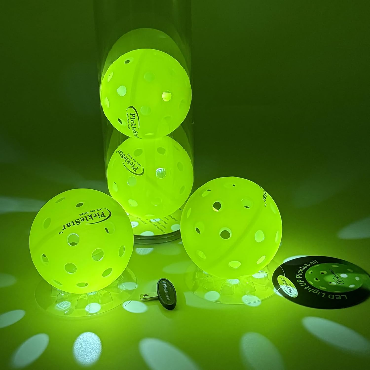 Lot of 4 - LED Light Up Pickleballs Outdoor Night Play 16 Balls 4 Pack Tubes by PickleStar
