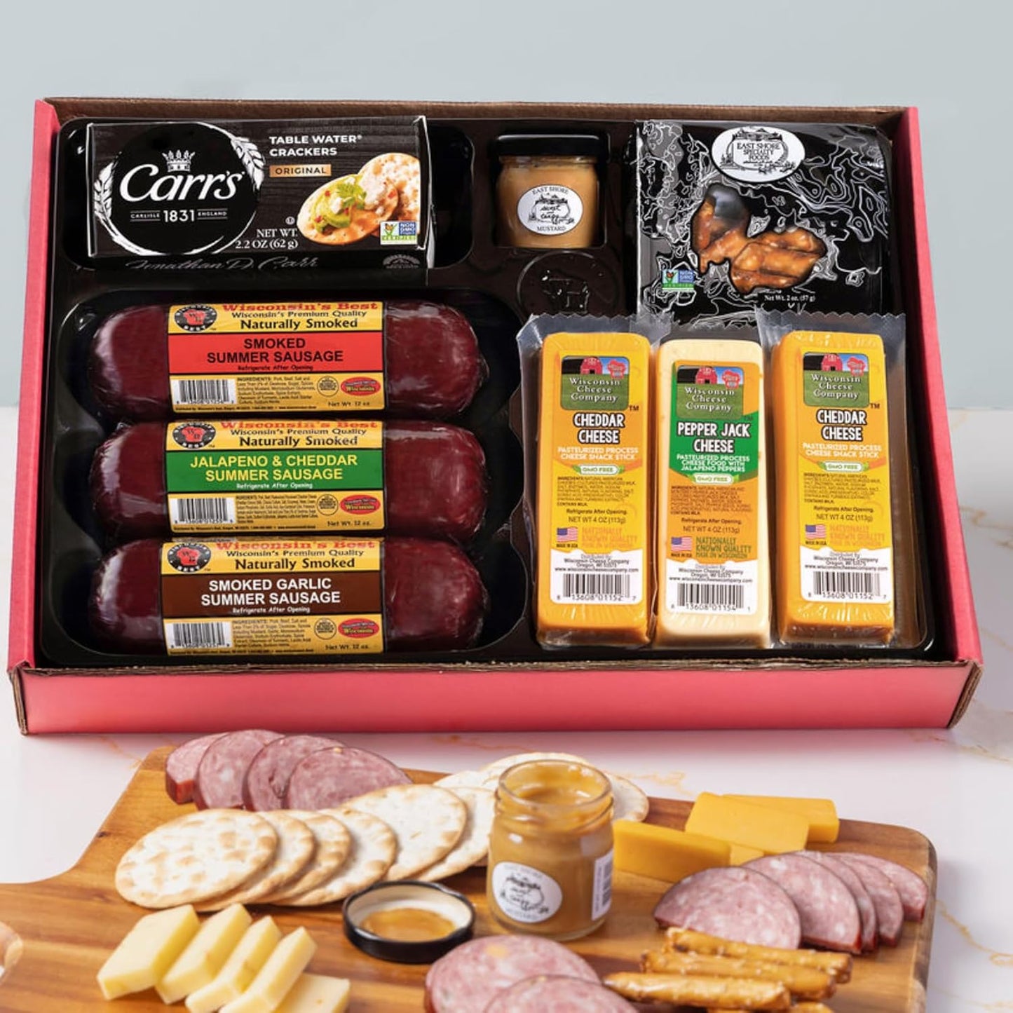 Lot of 2 - Wisconsin Cheese Sausage Gift Set Crackers Summer Sausage Box by Wisconsin Cheese Company