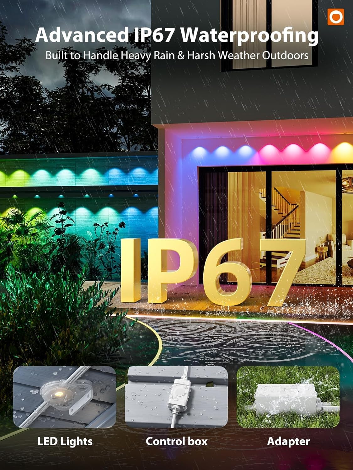 Lot of 4 Permanent Outdoor LED Lights RGB Smart App Control Color Changing by Unbranded