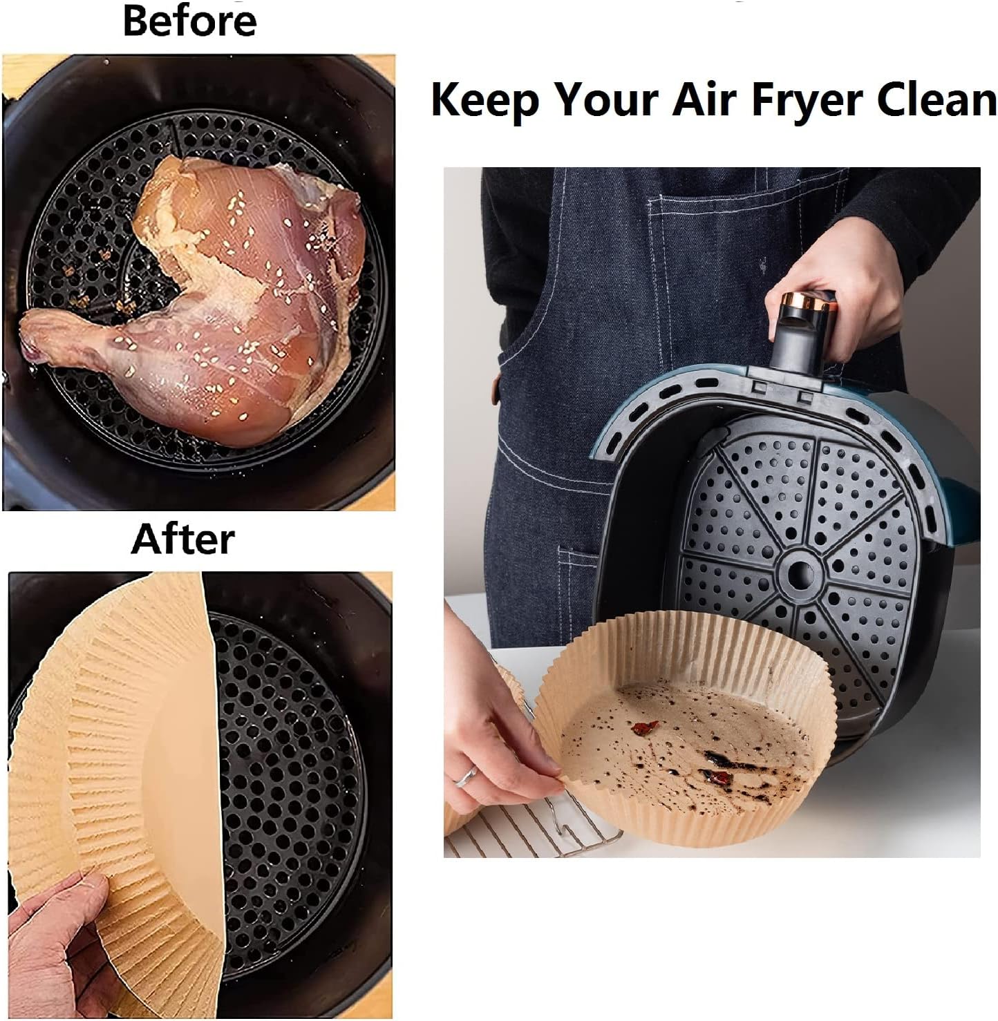 Lot of 3 - Air Fryer Paper Liners 100PCS Each Disposable Baking Liners (300pcs)