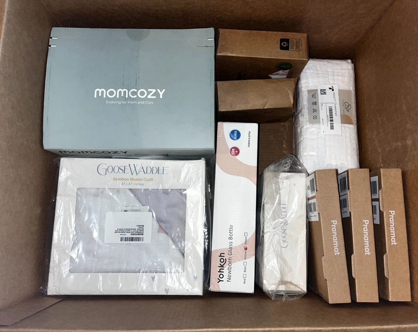 Mixed Lot - Baby Essentials Bundle Newborn Feeding Care Set | Momcozy Drying Rack Bottles |  Swaddles Bibs - 9+ Items