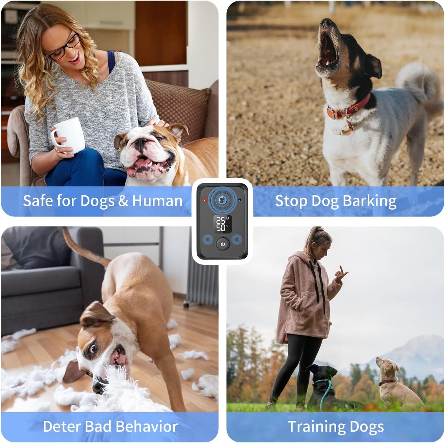 Ultrasonic Anti Barking Dog Repeller - Outdoor & Indoor Bark Control Device