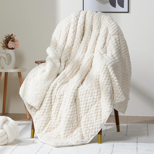 Wemore 20lb Weighted Blanket Sherpa Fleece Heavy Blanket 60x80 Adult Cream