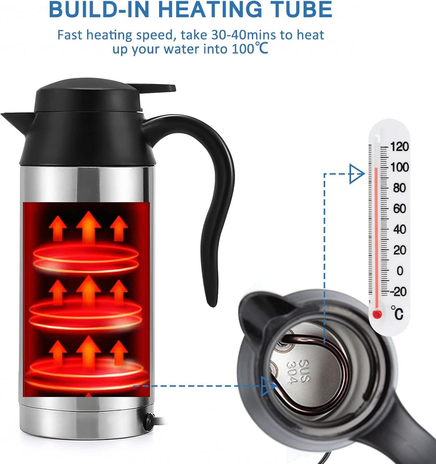 Lot of 9 - Sunsbell Heated Travel Mug – 12V Car Coffee Warmer - Boiling Kettle - Stainless Steel