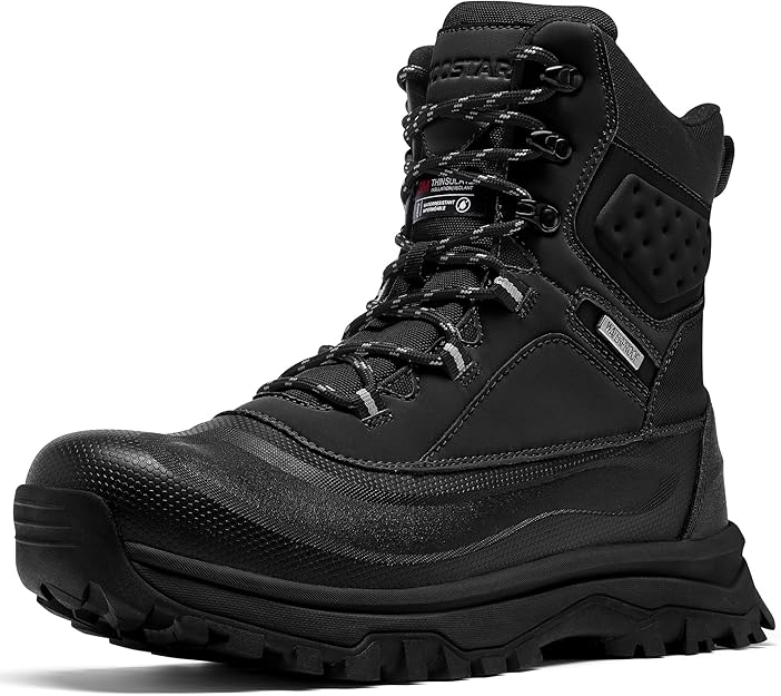 COOSTAR Men’s Waterproof Black Work & Hiking Boots – Size 13