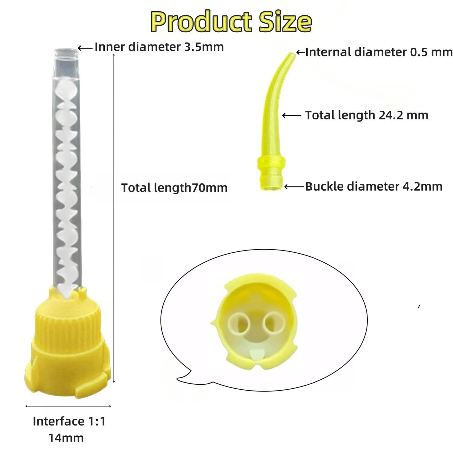 Lot of 10 - Dental Mixing Tips Yellow | Disposable Mixing Nozzles | Auto-Mix Impression Material Tips