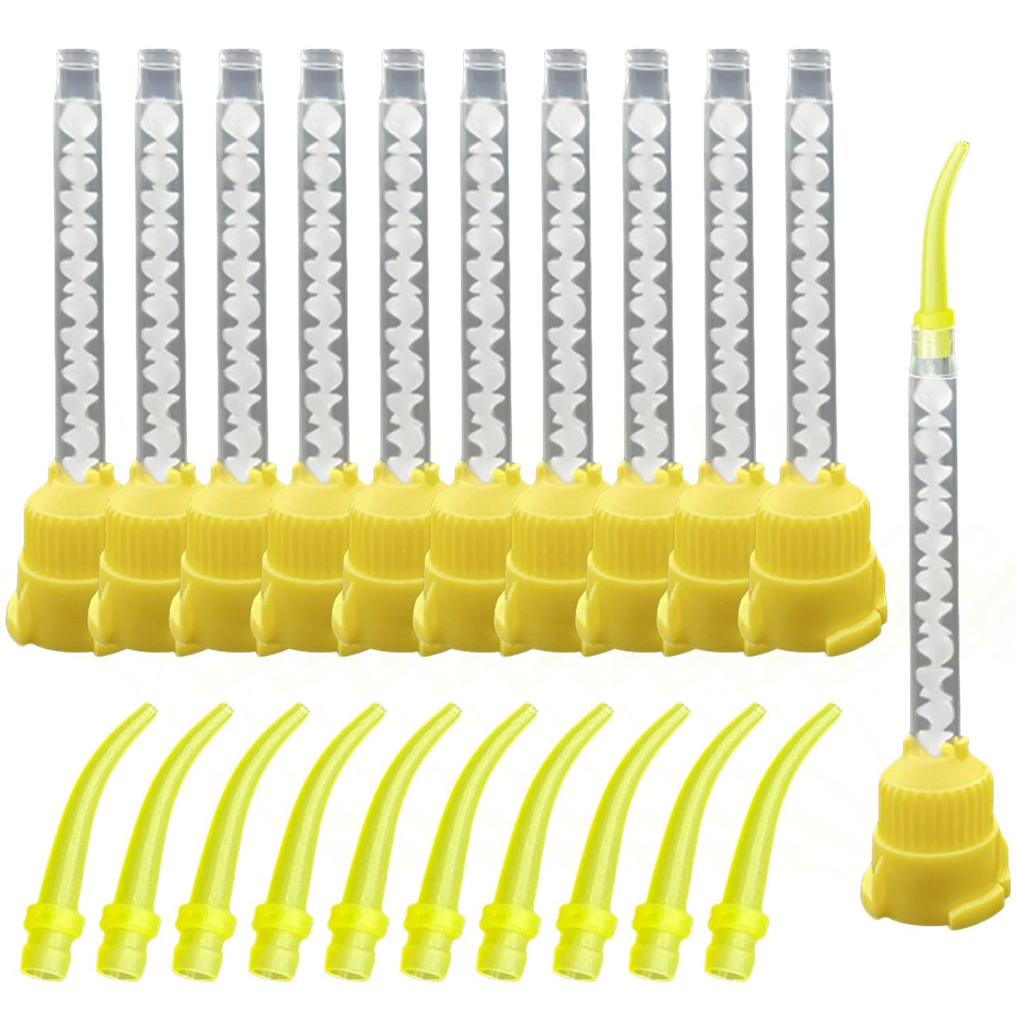 Lot of 10 - Dental Mixing Tips Yellow | Disposable Mixing Nozzles | Auto-Mix Impression Material Tips