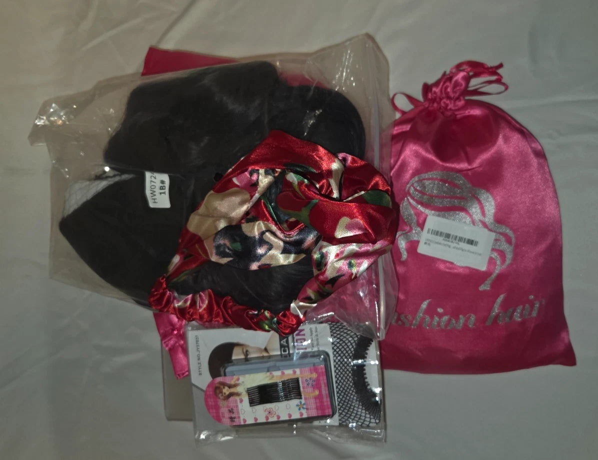 Bulk Lot of 21 Synthetic Half Wigs – B1 Natural Black – 24” Headband Half Wig