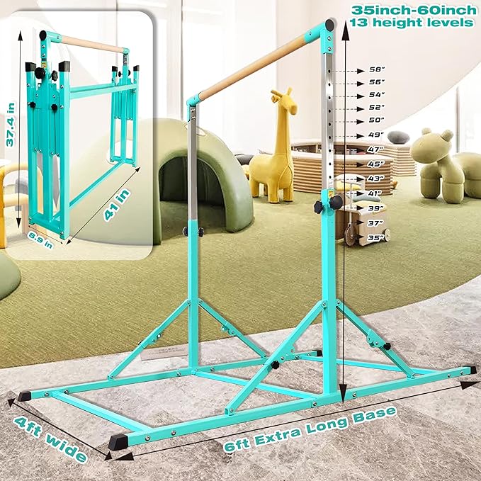 PreGymnastic Folding Gymnastics Training Bar – Adjustable Kids Balance Bar