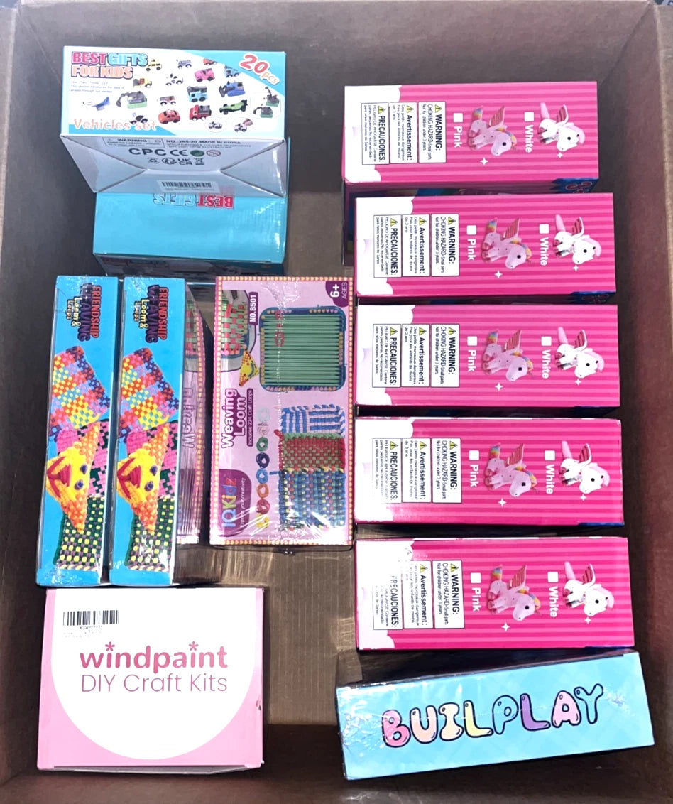 Mixed Lot - Kids Toy Unicorn Plush Craft Kits Weaving Loom Vehicles Gift Bundle