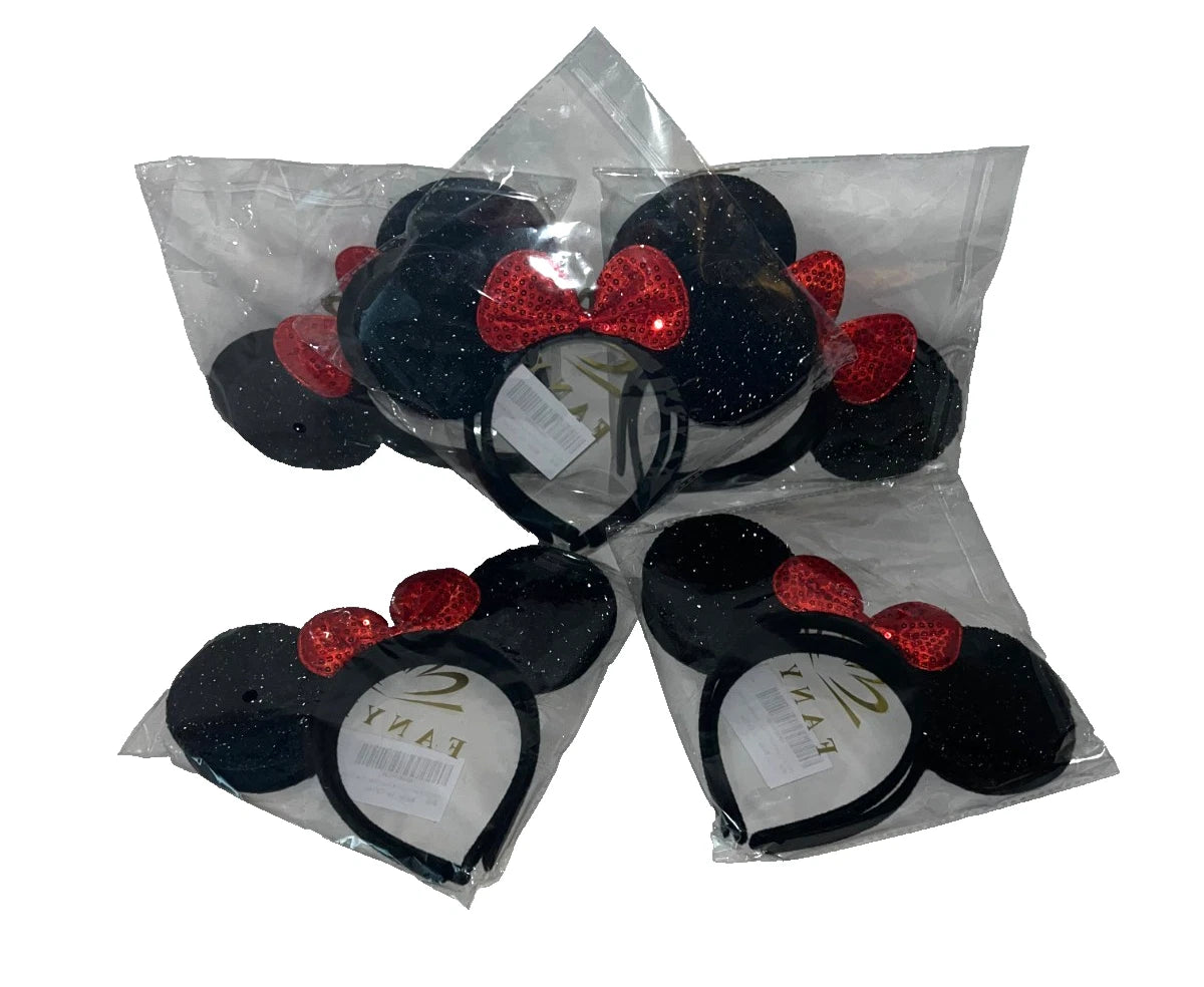 Lot of 24 - Mouse Ear Headbands Mixed Minnie Style Costume Party Ears