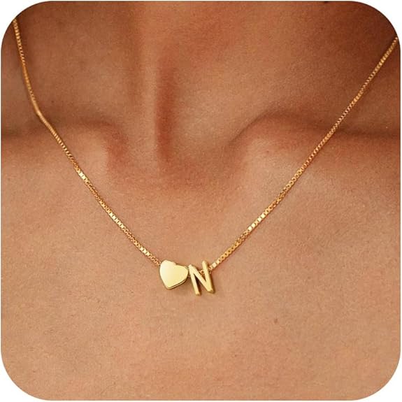 Lot of 48 - BAYLAY Gold Initial "N" Necklaces Unisex, 18K Gold Plated Letter