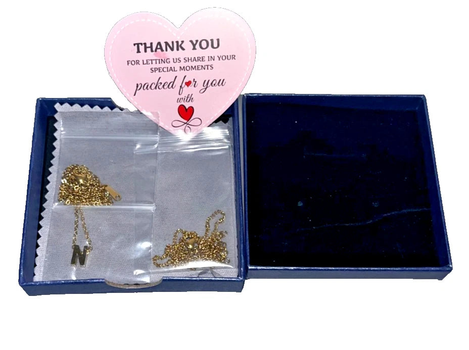 Lot of 48 - BAYLAY Gold Initial "N" Necklaces Unisex, 18K Gold Plated Letter