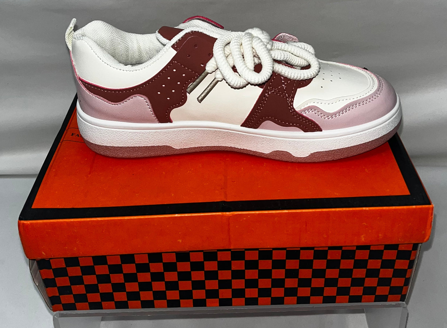 Women's Panda Graphic Chunky Sneakers Pink Brown White