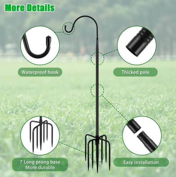 Heavy-Duty Shepherd’s Hook Garden Stakes – 8-Pack Bundle | Adjustable Height Up to 92”