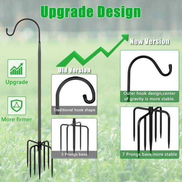 Heavy-Duty Shepherd’s Hook Garden Stakes – 8-Pack Bundle | Adjustable Height Up to 92”