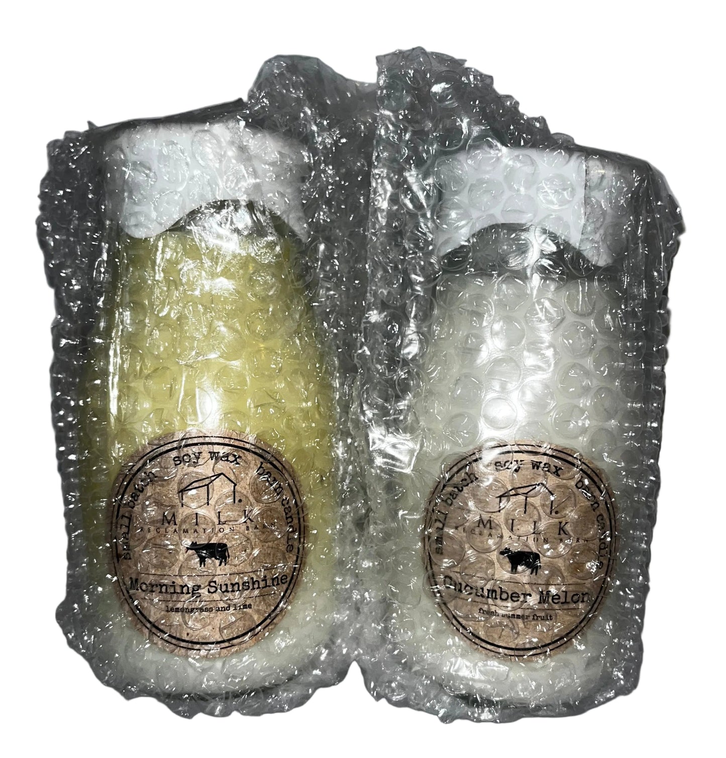 Lot of 2 - Milk Reclamation Barn Soy Candle Bundle (2-Pack) – Lemongrass Lime & Cucumber Melon